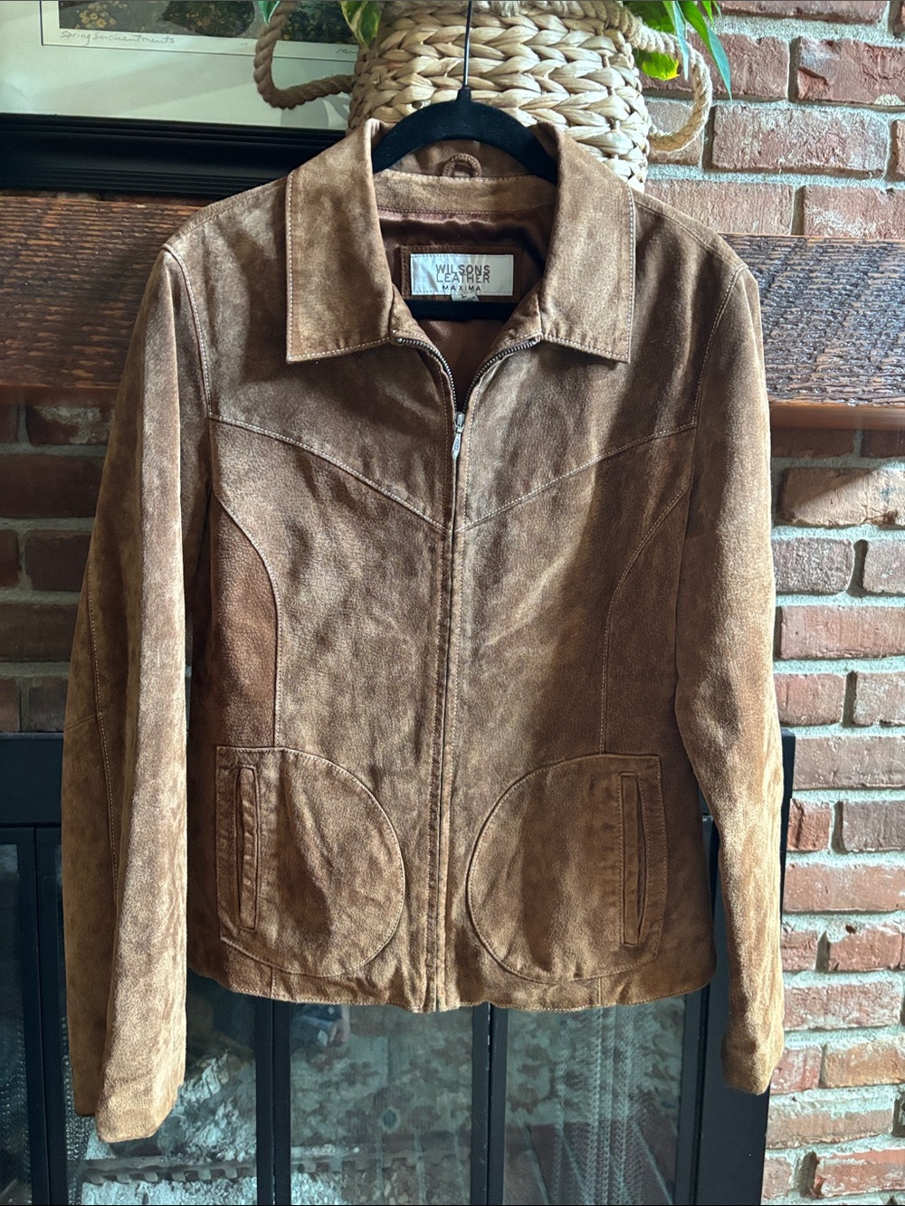 Vintage Wilson's Leather Brown Suede Zip Front Jacket